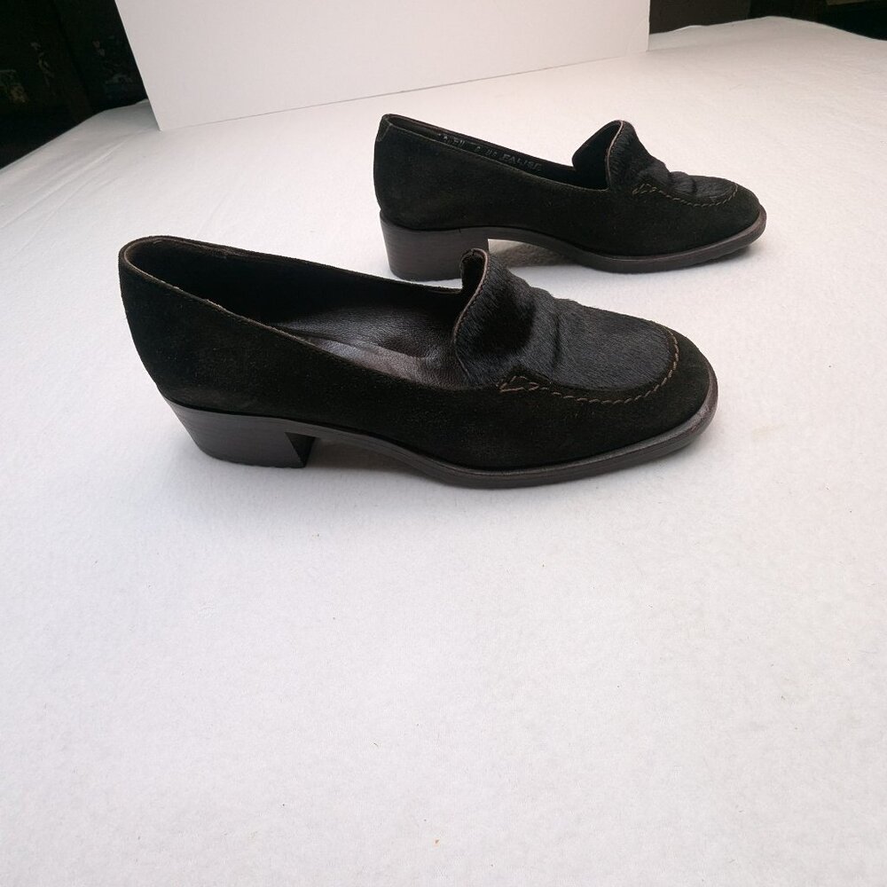 Bally Unborn Carf & Suede Loafer Shoes Sz US About 6 Made in Italy Brown Purple - Picture 3 of 11